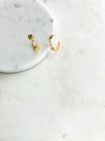 BRINCOS GIO PEDRA BRANCA PRATA DOURADA