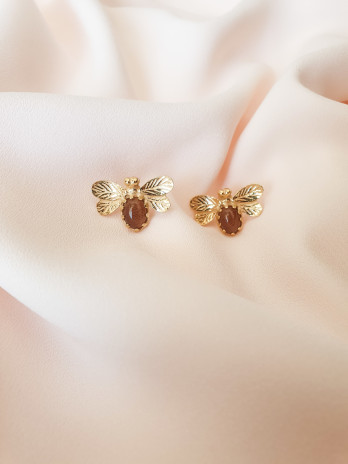 BRINCOS BEE BROWN PRATA