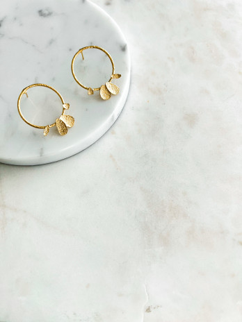 BRINCOS CIRCULO MARTELADO PRATA DOURADA