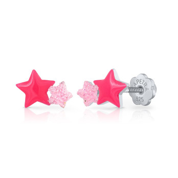 Brincos La Petra Estrela Dupla Rosa