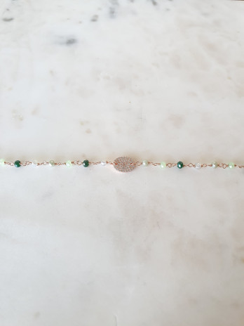 PULSEIRA GREEN CHARM PRATA ROSE GOLD