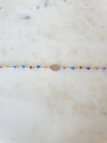 PULSEIRA BLUE CHARM PRATA ROSE GOLD