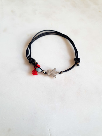 PULSEIRA EM FIO SEDA ANJO PEQUENO PRATA