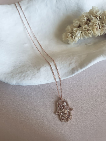 COLAR HAMSA HAND LOVE CRAVADO ROSE GOLD