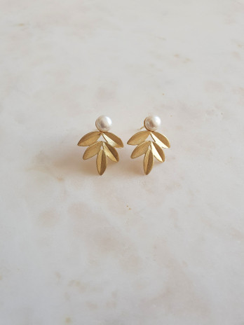 BRINCOS BEAUTY LEAF PRATA DOURADA