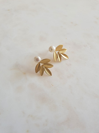 BRINCOS BEAUTY LEAF PRATA DOURADA