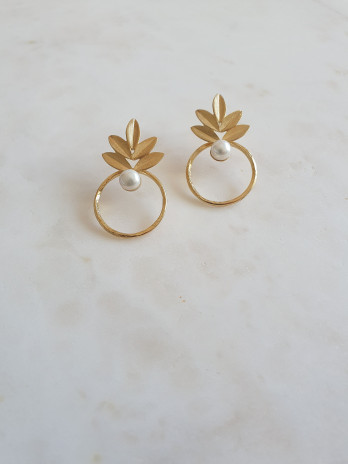 BRINCOS BEAUTY LEAF PRATA DOURADA