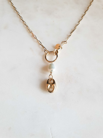 COLAR MONZA PEARLY PRATA DOURADA