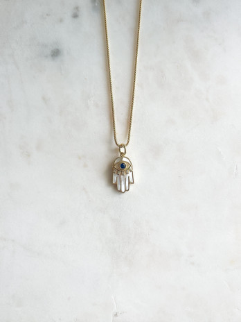 Colar Big Eye Hand Prata Dourada