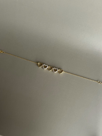 Pulseira Corações Prata Dourada