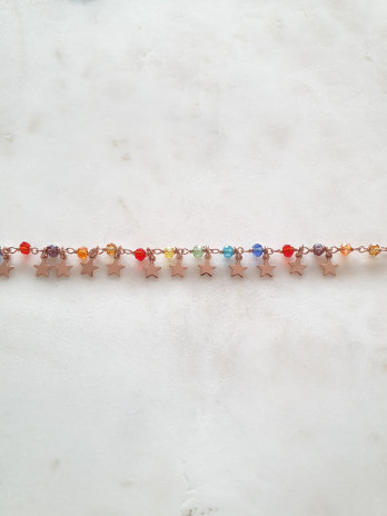 PULSEIRA ESTRELAS PENDENTES PRATA ROSE GOLD