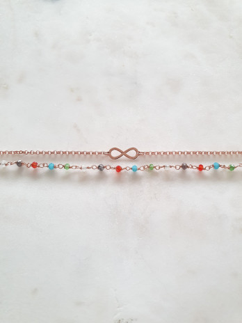 PULSEIRA INFINITO DUPLA PRATA ROSE GOLD