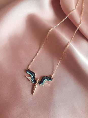 COLAR ANJO COLORIDO ROSE GOLD