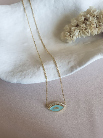 COLAR BLUE EYE FLOW PRATA DOURADA