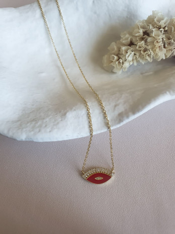 COLAR RED EYE FLOW PRATA DOURADA