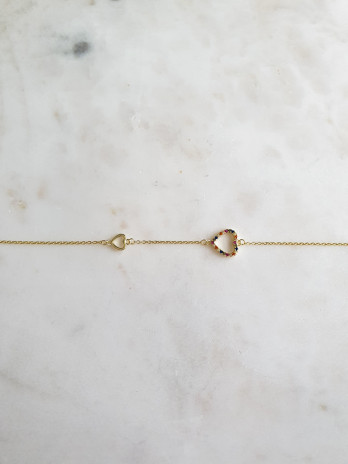 PULSEIRA DOUBLE HEART PRATA DOURADA