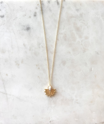 Colar Leque Branco Prata Dourada