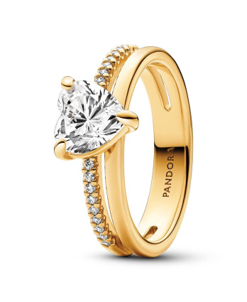 Anel Heart 14k gold plated ring Pandora