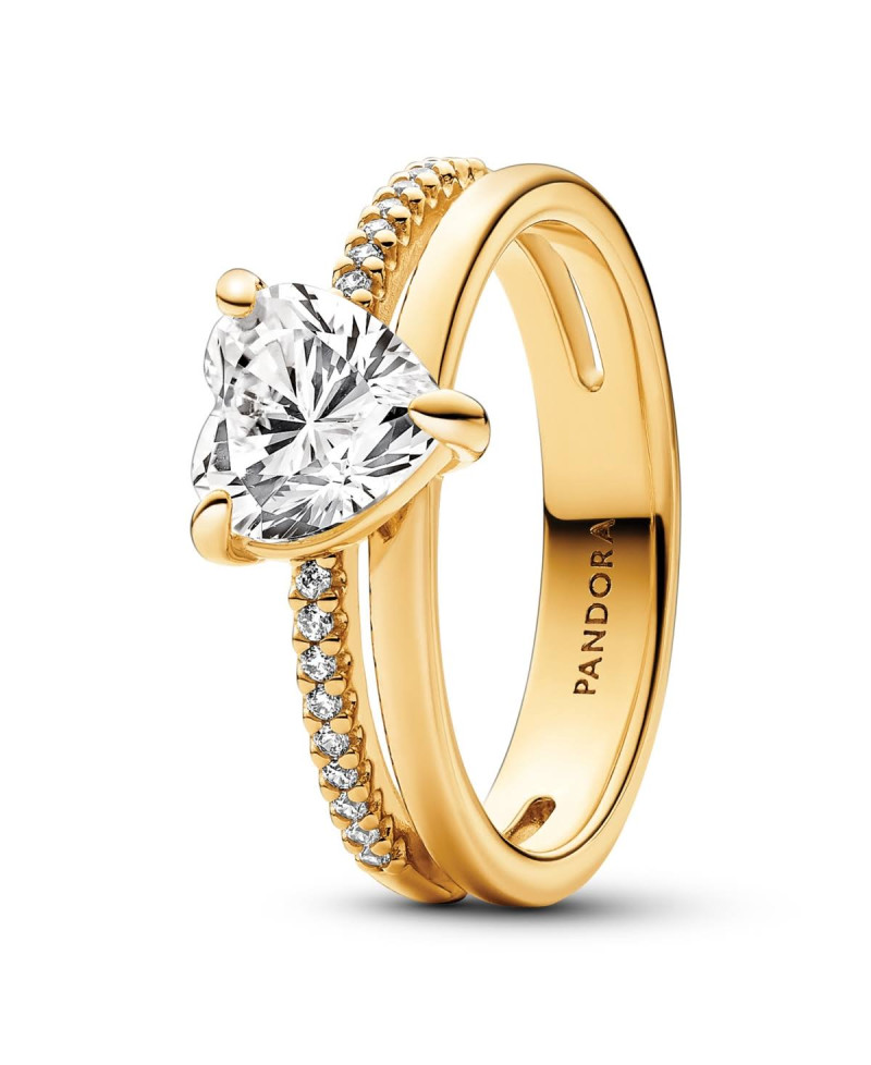Anel Heart 14k gold plated ring Pandora