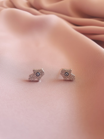BRINCOS HAMSA HAND E OLHO PRATA DOURADA