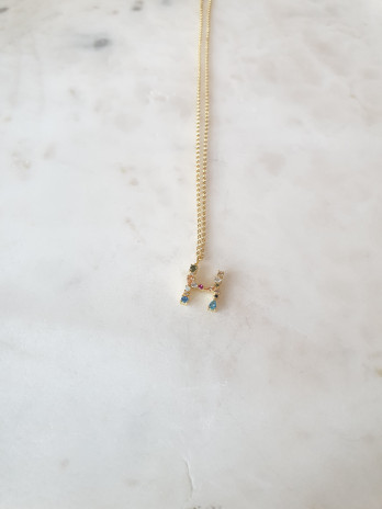 COLAR LETRA H PEQUENO CRAVADA COM PEDRAS