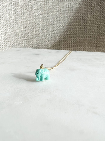 COLAR ELEFANTE AZUL PRATA DOURADA