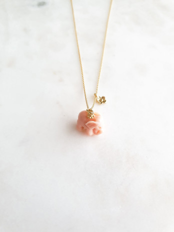 COLAR ELEFANTE ROSA PRATA DOURADA