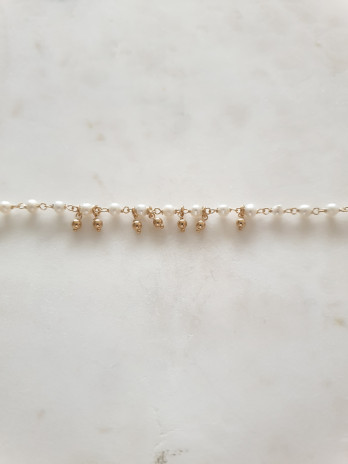 PULSEIRA VENEZA PÉROLAS PRATA DOURADA