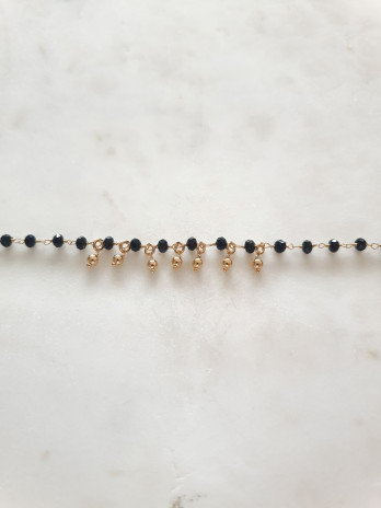 PULSEIRA VENEZA ONIX PRATA DOURADA