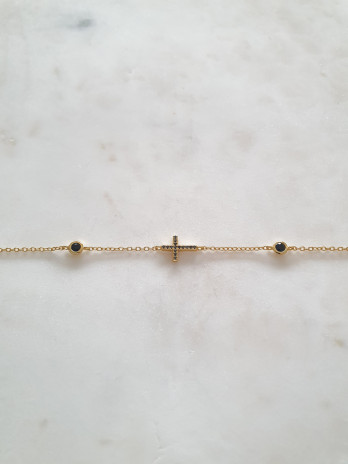PULSEIRA CRUZ PRATA DOURADA