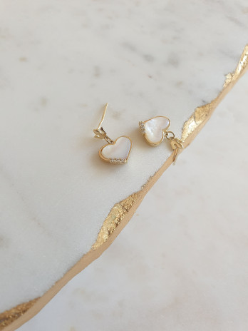 BRINCOS HEART QUEEN PRATA DOURADA