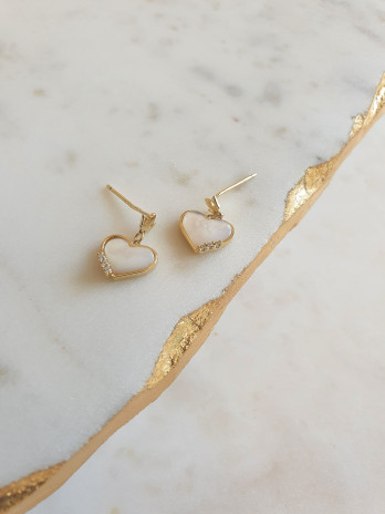 BRINCOS HEART QUEEN PRATA DOURADA