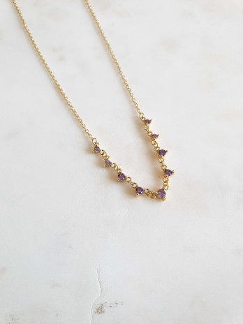 COLAR PRATA COM ZIRCONIAS LILÁS