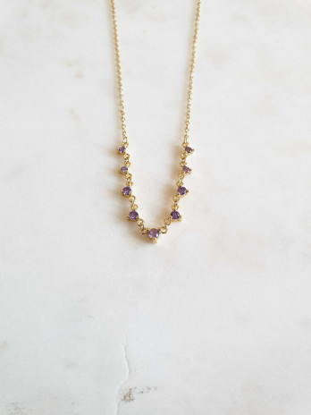 COLAR PRATA COM ZIRCONIAS LILÁS