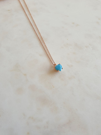 COLAR SOLITARIO HEART TURQUEZA ROSE GOLD