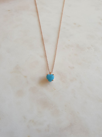 COLAR SOLITARIO HEART TURQUEZA ROSE GOLD