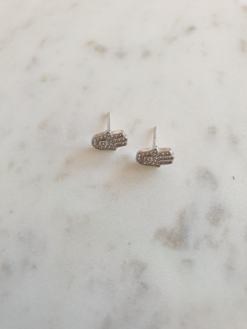 BRINCOS HAMSA HAND EM PRATA