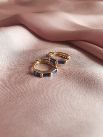 ARGOLAS PEDRAS AZUL PRATA DOURADA