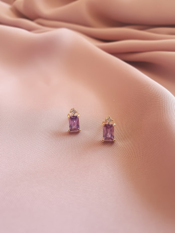 BRINCOS BELLA LILÁS PRATA DOURADA