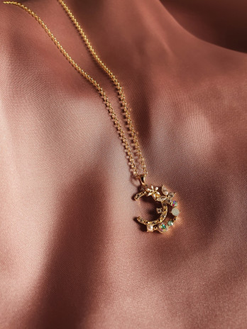 COLAR LUA FLORIDA COM PEDRAS