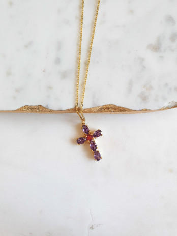 COLAR CRUZ PRATA DOURADA