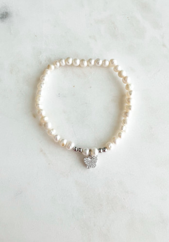 PULSEIRA PÉROLAS E BORBOLETA PRATA
