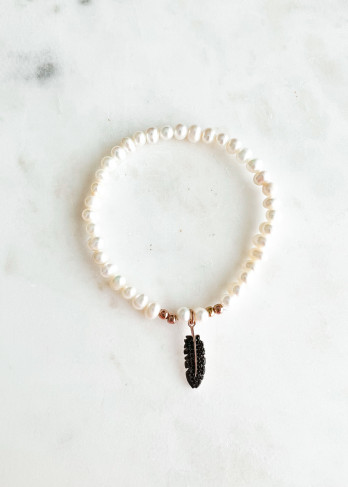 PULSEIRA PÉROLAS E PENA ROSE GOLD