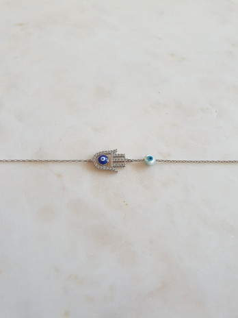 PULSEIRA HAMSA HAND EYE PRATA