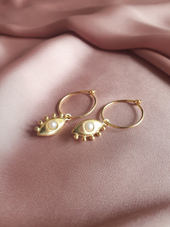 ARGOLAS OLHO PENDENTE PRATA DOURADA