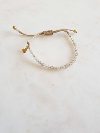 PULSEIRA ALGODÃO COM PEDRAS PRATA DOURADA