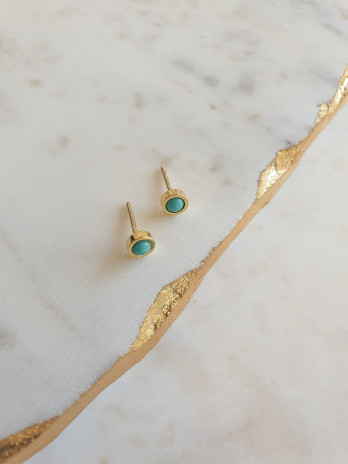 BRINCOS MILAN BLUE PRATA DOURADA