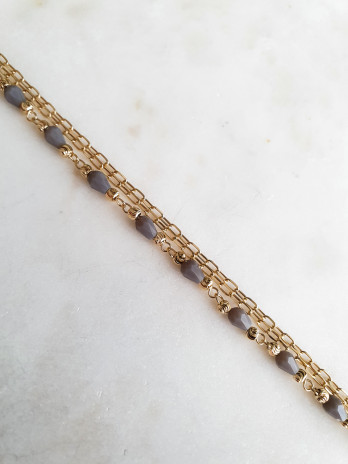 PULSEIRA TRIPLA PRATA DOURADA