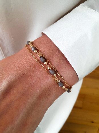 PULSEIRA TRIPLA PRATA DOURADA