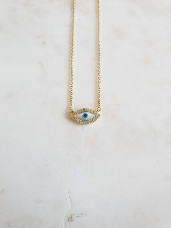 COLAR OLHO MADREPÉROLA PRATA DOURADA